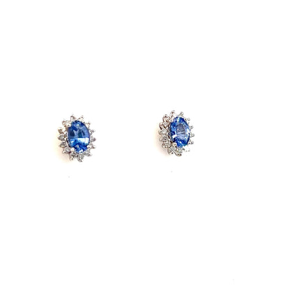 Natural Sapphire Diamond Earrings 14k White Gold 1.68 TCW Certified $3,950 215099