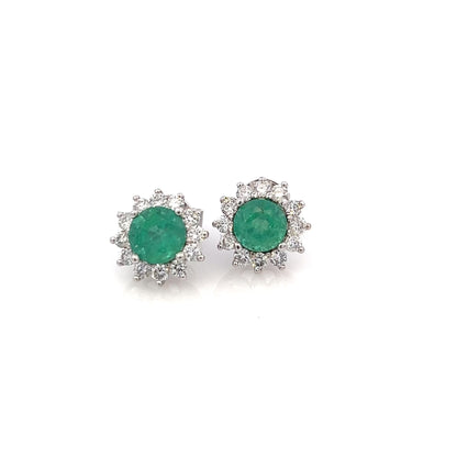 Natural Emerald Diamond Earrings 14k Gold 2.99 TCW Certified $3,950 307914