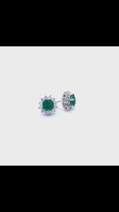 Natural Emerald Diamond Earrings 14k White Gold 3.83 TCW Certified $5,490 211179