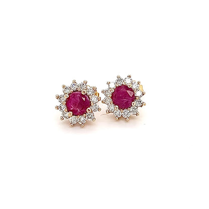 Natural Ruby Diamond Earrings 14k Yellow Gold 2.20 TCW Certified $2,595 121103