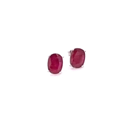 Natural Ruby Stud Earrings 14k White Gold 2.50 TCW Certified $1,340 311041