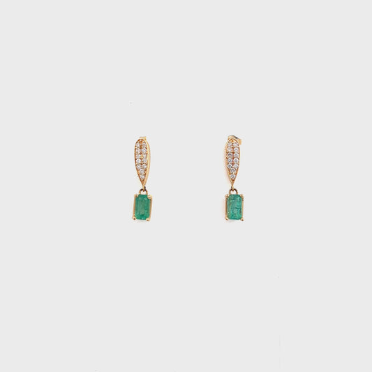 Natural Emerald Diamond Earrings 14k Yellow Gold 1.09 TCW Certified $2,490 018697