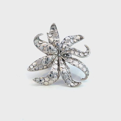 John Hardy Estate XL Flower Ayu Frangipiani Cocktail Ring 8 Silver JH102