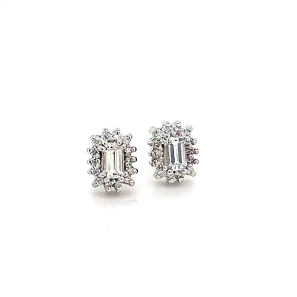 Natural Sapphire Diamond Stud Earrings 14k W Gold 0.94 TCW Certified $2950 121267