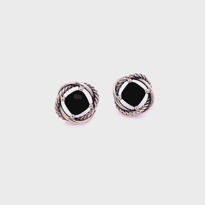 David Yurman Estate Onyx Infinity Earrings Sterling Silver DY523