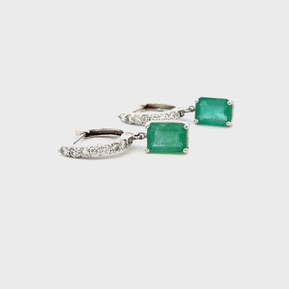 Natural Emerald Diamond Earrings 14k Gold 3.02 TCW Certified $3,950 113435