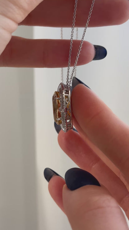 Natural Citrine Diamond Necklace 14k Gold 11.93 TCW Certified $5,950 409156