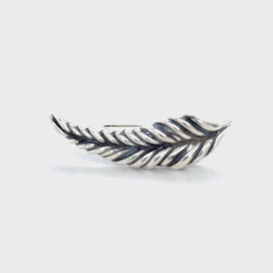 Tiffany & Co Feather Brooch Sterling Silver Estate TIF897