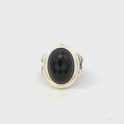 David Yurman Albion Onyx Ring Size 8 Sterling Silver Estate DY595