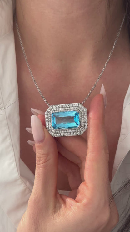 Natural Topaz Diamond Necklace 18" 18k & 14k Gold 27.8 TCW Certified $9,850 508588