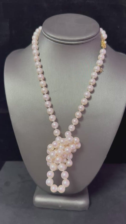 Mikimoto Akoya Pearl Necklace 33.5" 9 mm 18k Gold Estate Certified $19,410 M19410