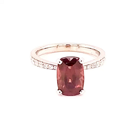 Diamond Tourmaline Rubellite Ring 3 Platinum 3.72 TCW Certified 910749