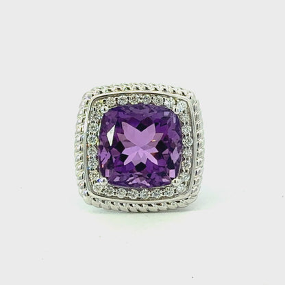 Natural Amethyst Diamond Ring Size 6.5 14k Gold 10.14 TCW Certified $4,950 601205