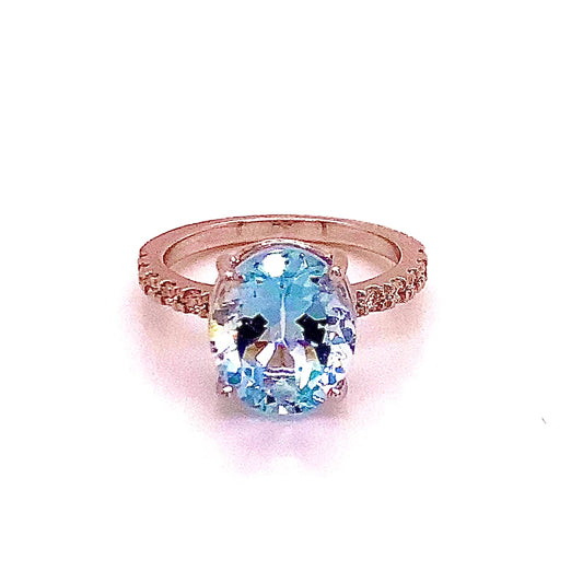 Natural Aquamarine Diamond Ring 14k White Gold 5.09 TCW Certified $5,975 114441