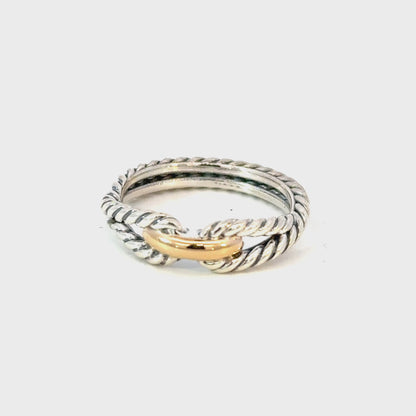 David Yurman Ladies Ring Size 7, 18k Gold & Sterling Silver Estate DY625