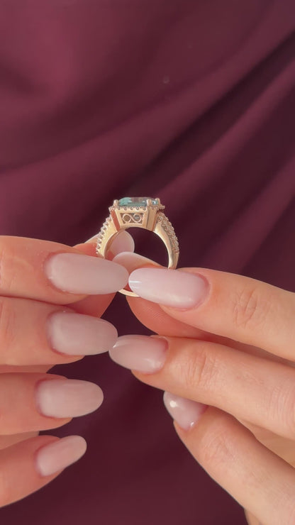 Diamond Aquamarine Ring Size 6.5 14k Gold 6.25 TCW Certified $6,950 120672