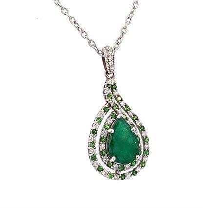 Natural Emerald Diamond Necklace 18" 14k Gold 5.6 TCW Certified $6,950 301451