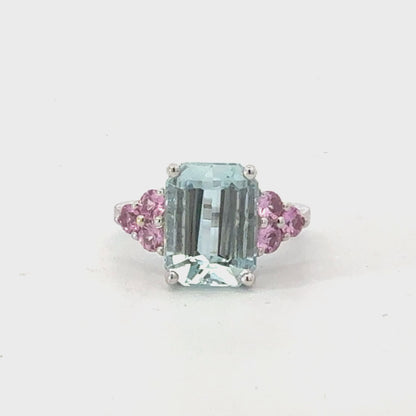 Natural Aquamarine Sapphire Ring Size 6.5 14k White Gold 5.14 TCW Certified $4,950 601188