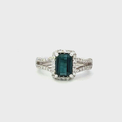 Natural Indicolite Tourmaline Diamond Ring Size 6.5 14k Gold 1.68 TCW Certified $5,950 411571
