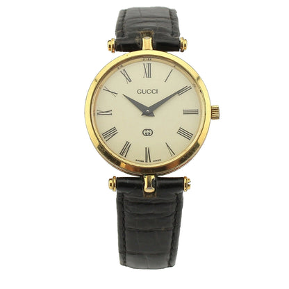 Gucci 2000M Vintage Gold Plated Watch Cream Roman Dial Original Buckle 30mm  G55