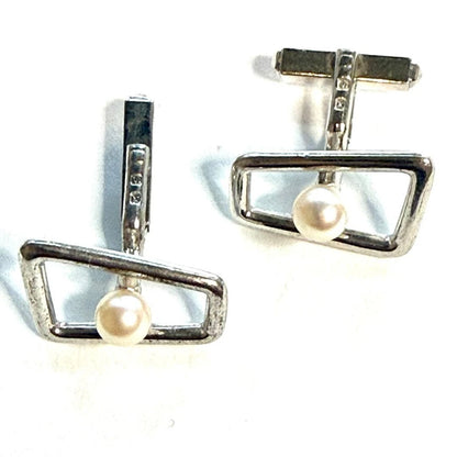 Mikimoto Sterling Silver Akoya 6mm Pearl Estate Cufflinks M467