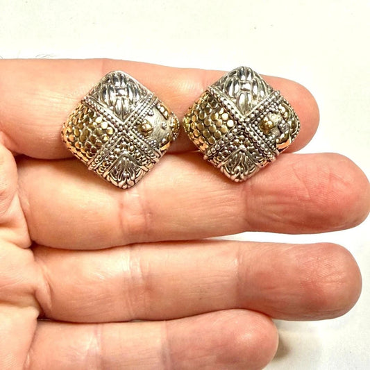 John Hardy 18k / 925 silver clip on Estate earrings JH123