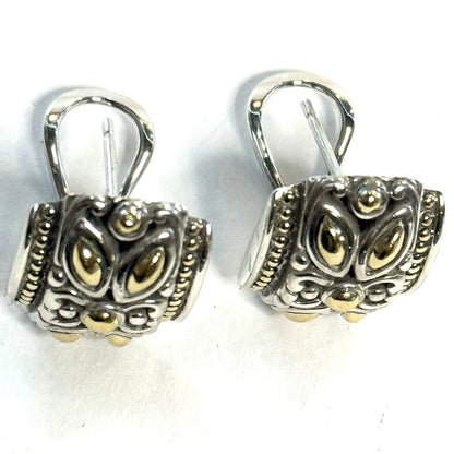 John Hardy Sterling Silver 18k Yellow Gold Jaisalmer Omega Back Earrings JH121