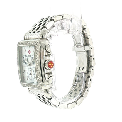 MICHELE DECO MW06A01 DIAMOND BEZEL CHRONOGRAPH QUARTZ LADIES WRISTWATCH SS MIC4