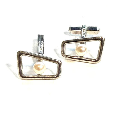 Mikimoto Sterling Silver Akoya 6mm Pearl Estate Cufflinks M467