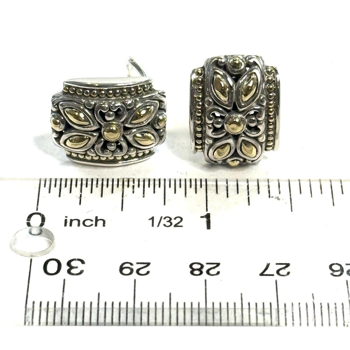 John Hardy Sterling Silver 18k Yellow Gold Jaisalmer Omega Back Earrings JH121