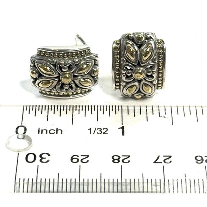 John Hardy Sterling Silver 18k Yellow Gold Jaisalmer Omega Back Earrings JH121