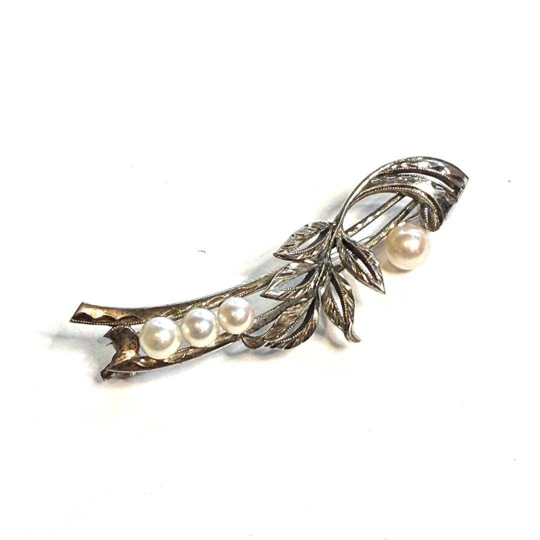 Mikimoto Pearl Brooch Sterling Silver Estate  M465