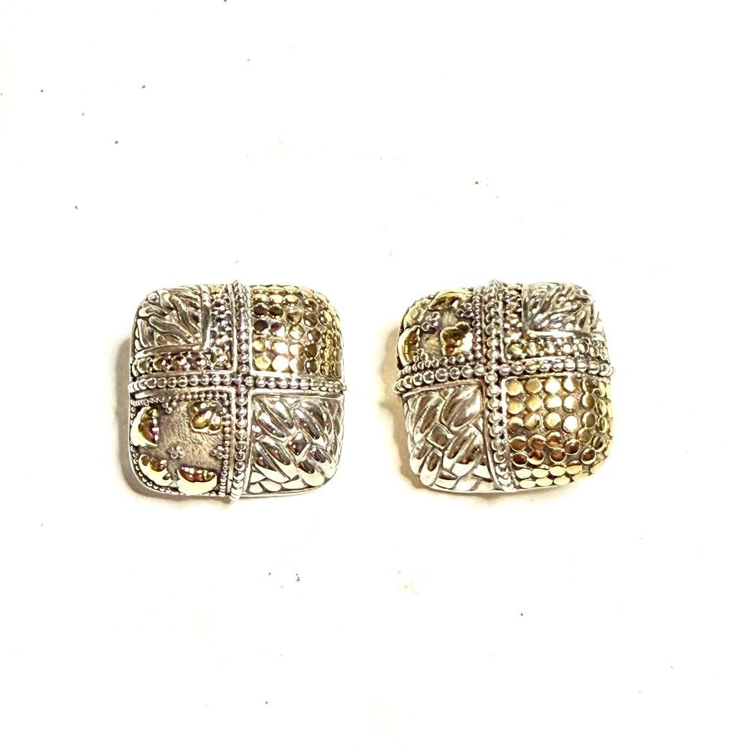 John Hardy 18k / 925 silver clip on Estate earrings JH123