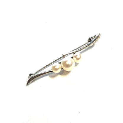 Mikimoto Pearl  Sterling Silver Estate Brooch M466