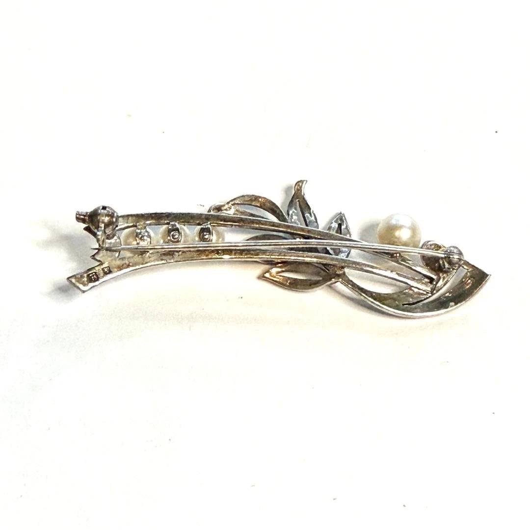 Mikimoto Pearl Brooch Sterling Silver Estate  M465