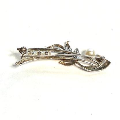 Mikimoto Pearl Brooch Sterling Silver Estate  M465