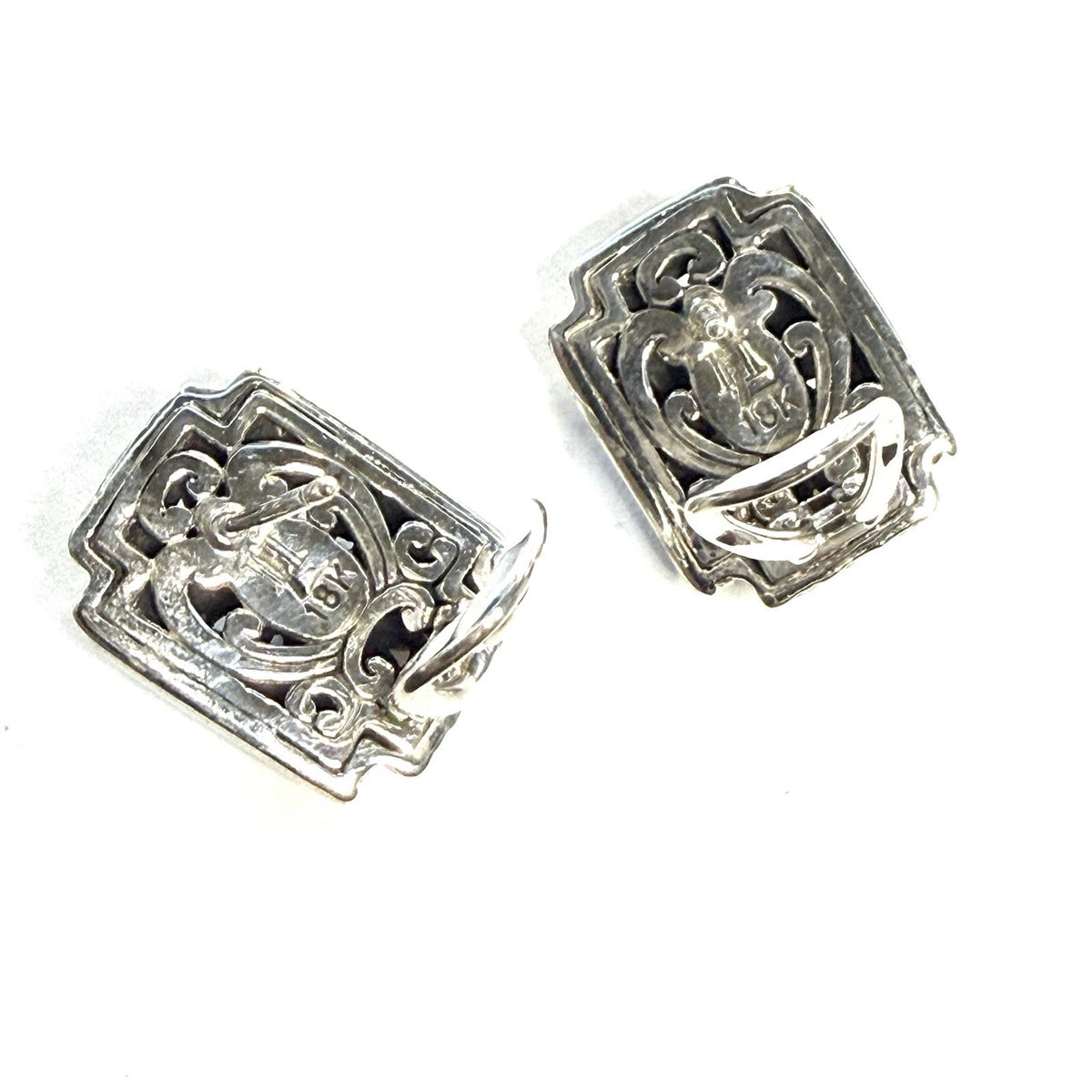 John Hardy Sterling Silver 18k Yellow Gold Jaisalmer Omega Back Earrings JH121