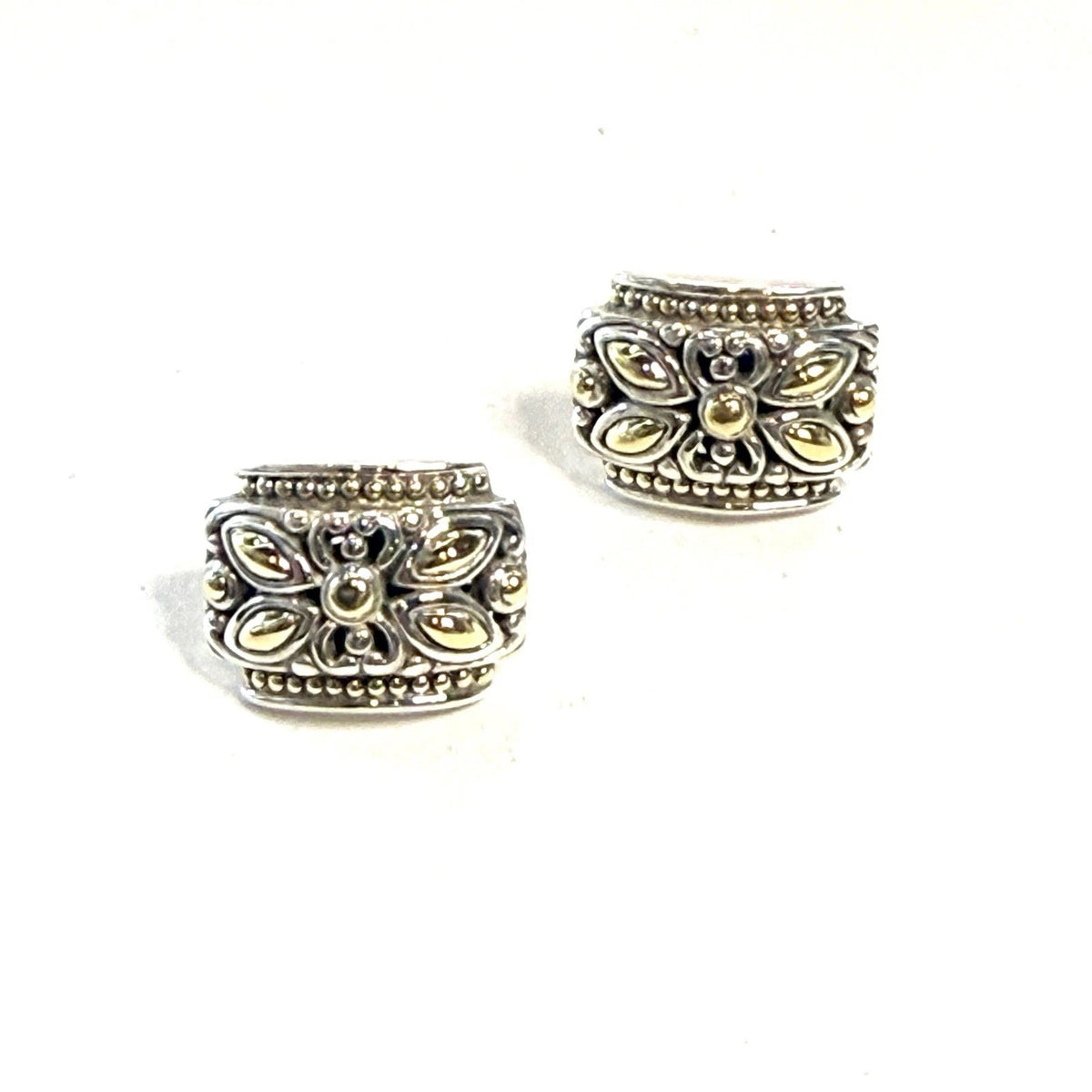 John Hardy Sterling Silver 18k Yellow Gold Jaisalmer Omega Back Earrings JH121