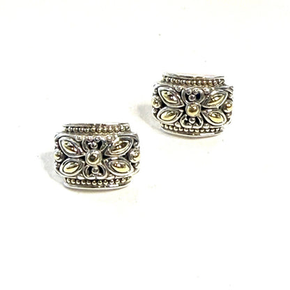 John Hardy Sterling Silver 18k Yellow Gold Jaisalmer Omega Back Earrings JH121