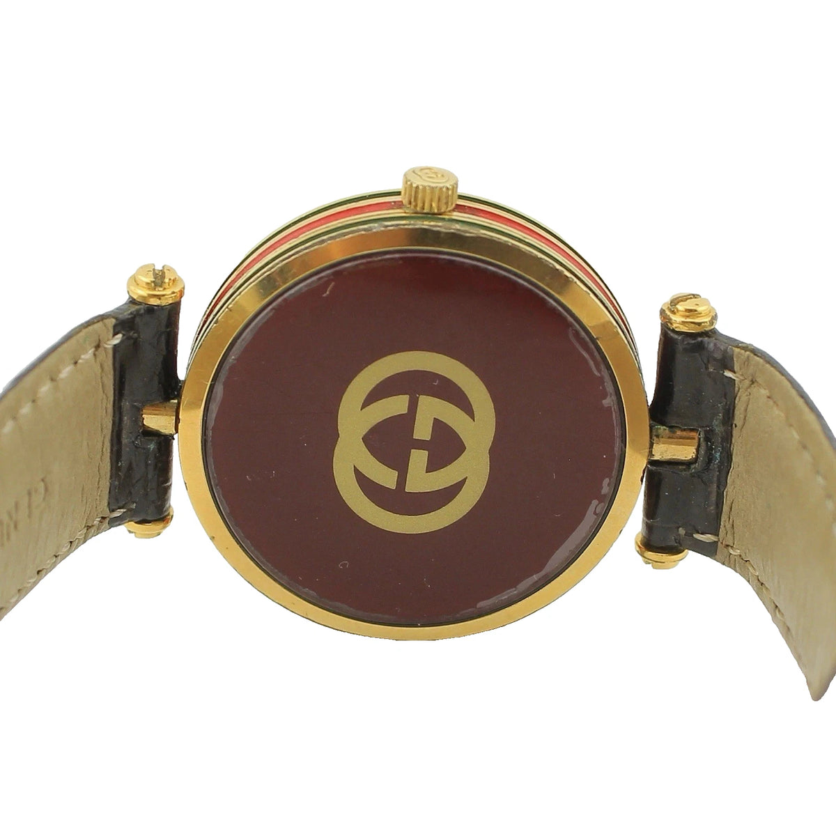 Gucci 2000M Vintage Gold Plated Watch Cream Roman Dial Original Buckle 30mm  G55