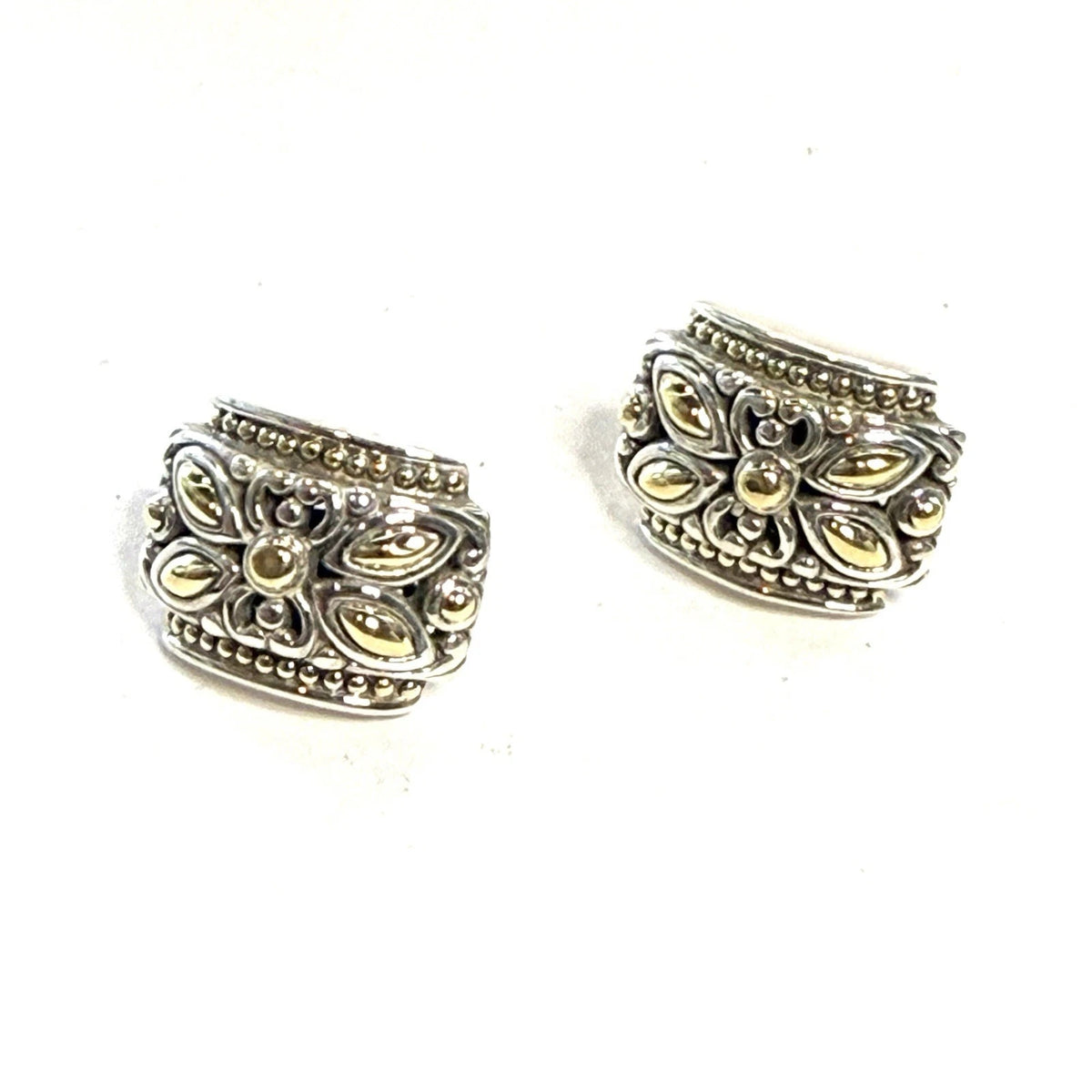 John Hardy Sterling Silver 18k Yellow Gold Jaisalmer Omega Back Earrings JH121