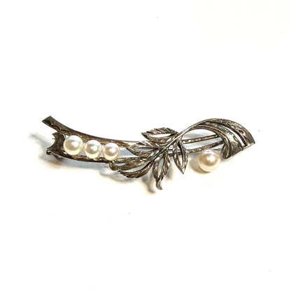 Mikimoto Pearl Brooch Sterling Silver Estate  M465