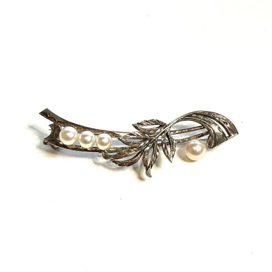 Mikimoto Pearl Brooch Sterling Silver Estate  M465