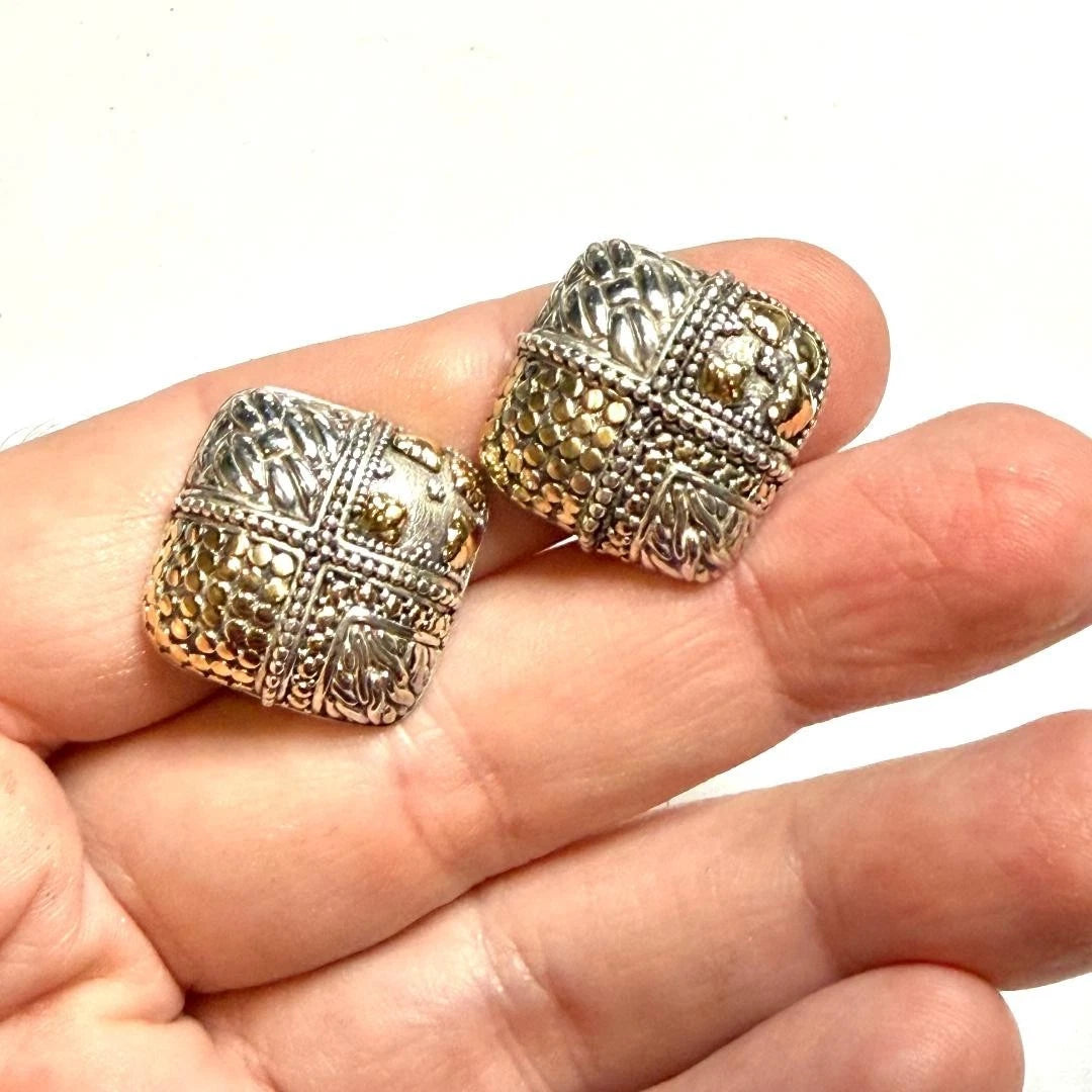 John Hardy 18k / 925 silver clip on Estate earrings JH123