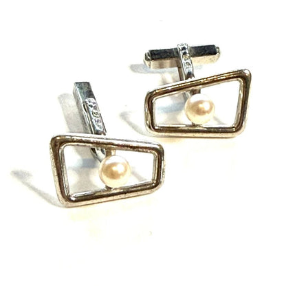Mikimoto Sterling Silver Akoya 6mm Pearl Estate Cufflinks M467