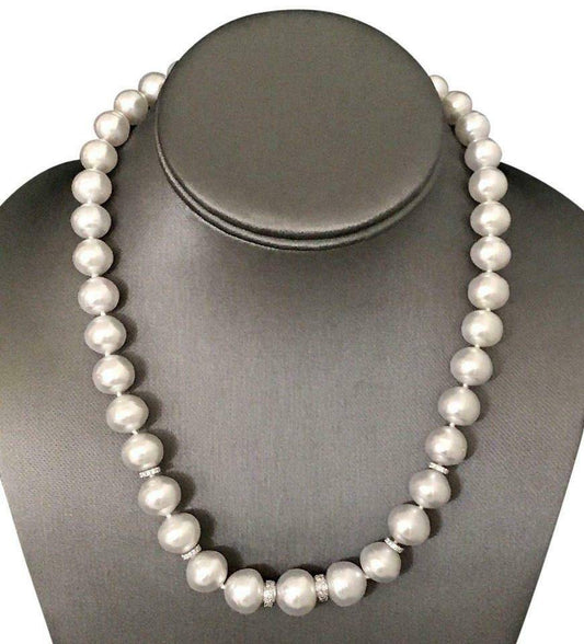 Diamond South Sea Pearl Necklace 14k Gold 13 mm 18.2" Certified $15,450 817025 - Certified Fine Jewelry