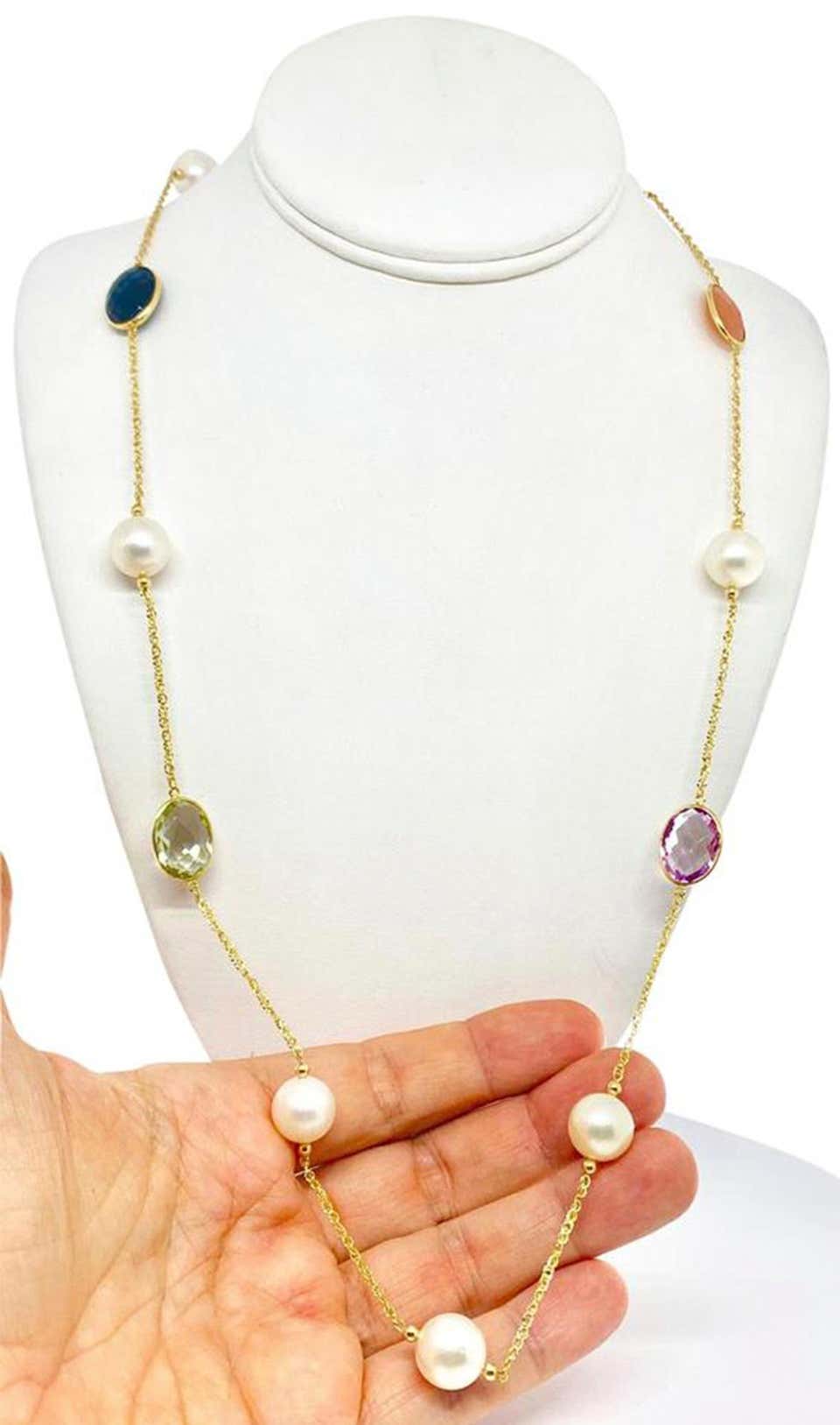 South Sea Pearl Quartz Necklace 14k Gold 12.65 mm 35" Certified $3,950 822109 - Certified Fine Jewelry