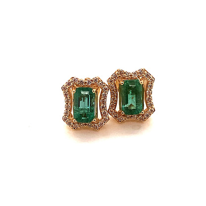Natural Emerald Diamond Earrings 14k Gold 1.7 TCW Certified $3,950 111883