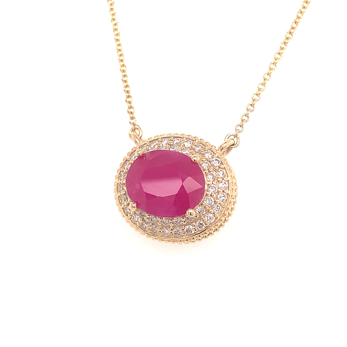 Ruby Diamond Necklace 14k Gold 18" 5.06 TCW Certified $5,975 121097 - Certified Estate Jewelry