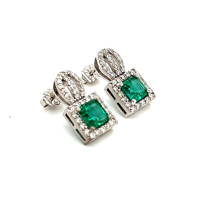 Emerald Diamond Stud Earrings